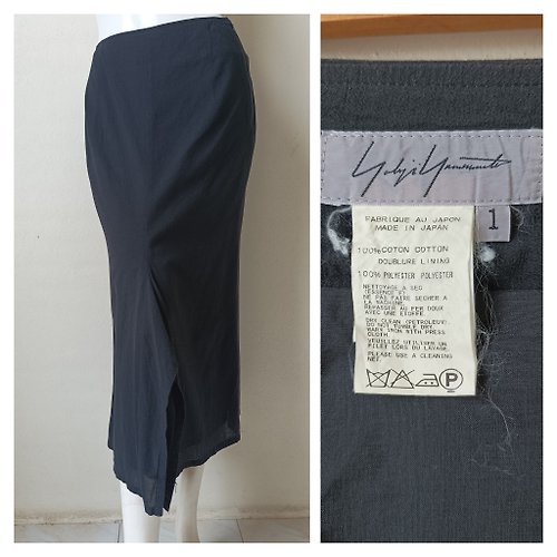 cvintageland Yohji Yamamoto Black Skirt - Vintage 80s Midi Skirt / Designer Skirt Size 1 Smal