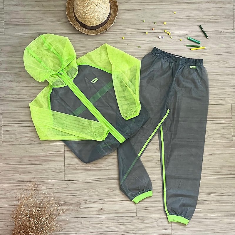 Japan-mothkeehi-Children's Outdoor Mosquito Jacket + Mosquito Pants Set - เสื้อยืด - เส้นใยสังเคราะห์ สีเขียว