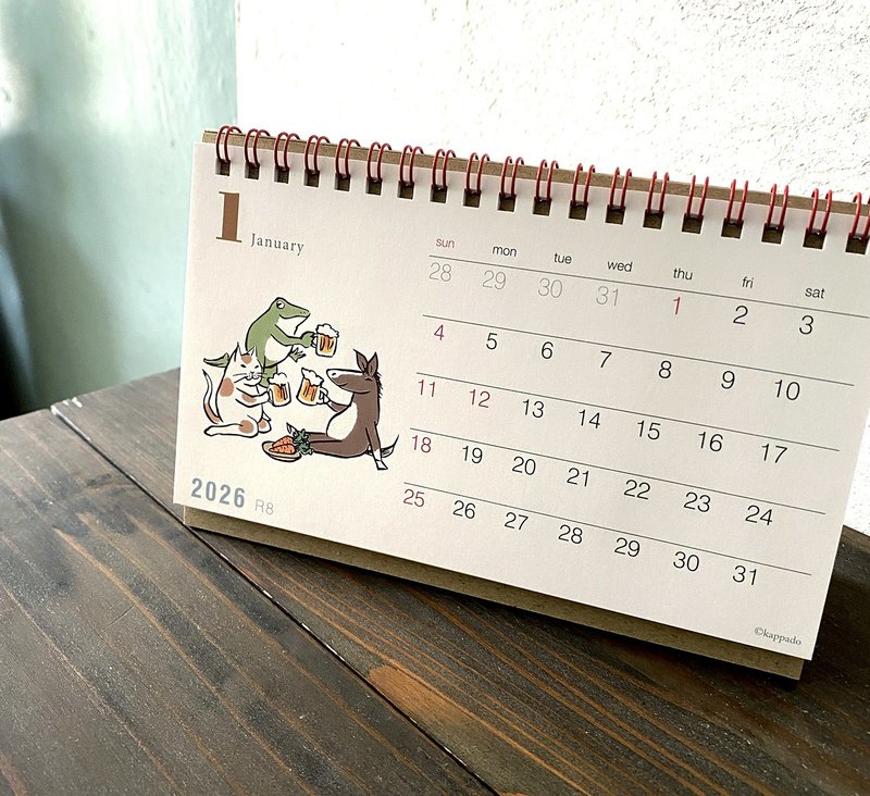 【予約販売】2026　猫とカエルの卓上カレンダー - 日曆/月曆/年曆 - 紙 白色