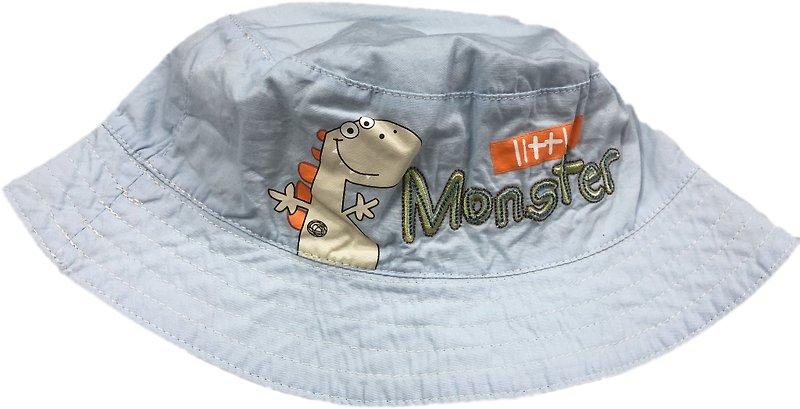 Double-sided cotton fisherman hat for children with little monsters and little monkeys - ผ้ากันเปื้อน - ผ้าฝ้าย/ผ้าลินิน 