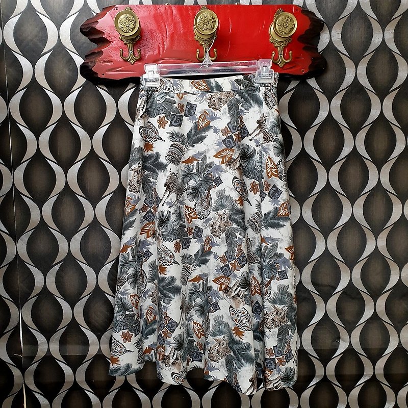 小龜葛葛-日本-非洲印象動物 傘狀式古著裙 - 裙子/長裙 - 其他人造纖維 