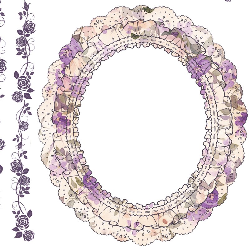 ロマンティックガーデン ドイリー風ペーパー - ステッカー・シール - 紙 ホワイト