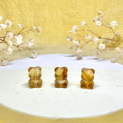 BearTime 熊 · 時光 天然黃水晶迷你小熊項鍊/手鍊/手珠 可愛造型雕刻礦石飾品