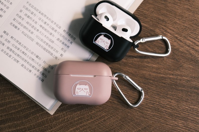 兩色入 Hello厭世貓星人 防摔Airpods 保護套 - 耳機/藍牙耳機 - 塑膠 黑色