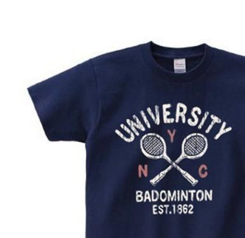 Badminton · College 150.160.S ~ L 【Custom order】 - เสื้อฮู้ด - ผ้าฝ้าย/ผ้าลินิน สีน้ำเงิน