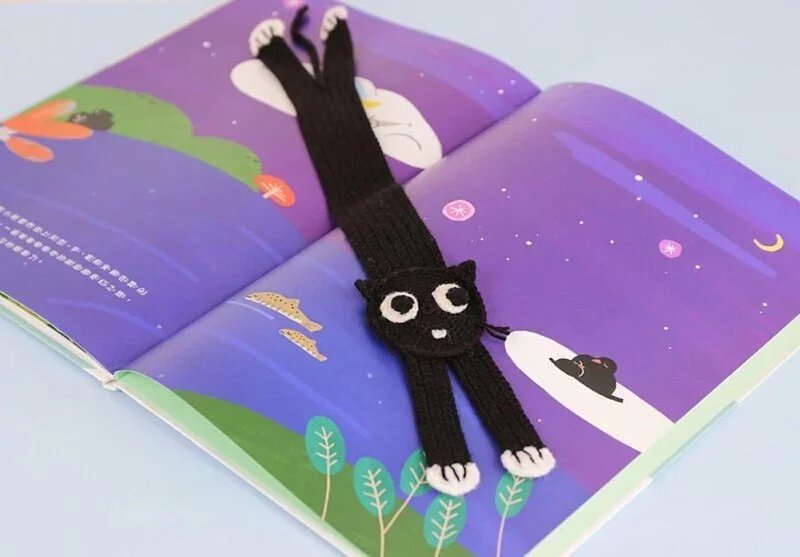 Handmade Meow Bookmark - ที่คั่นหนังสือ - ขนแกะ สีดำ