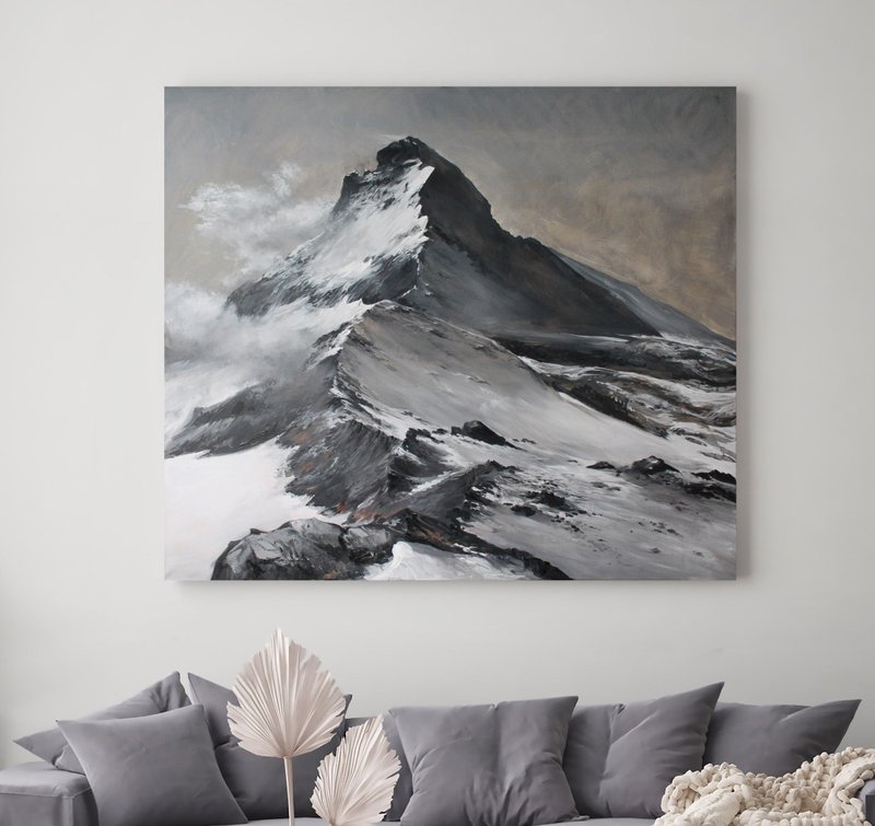 Painting Mountains | Nepal Painting Everest | Oil Painting Mountains | Everest - 壁貼/牆壁裝飾 - 棉．麻 灰色