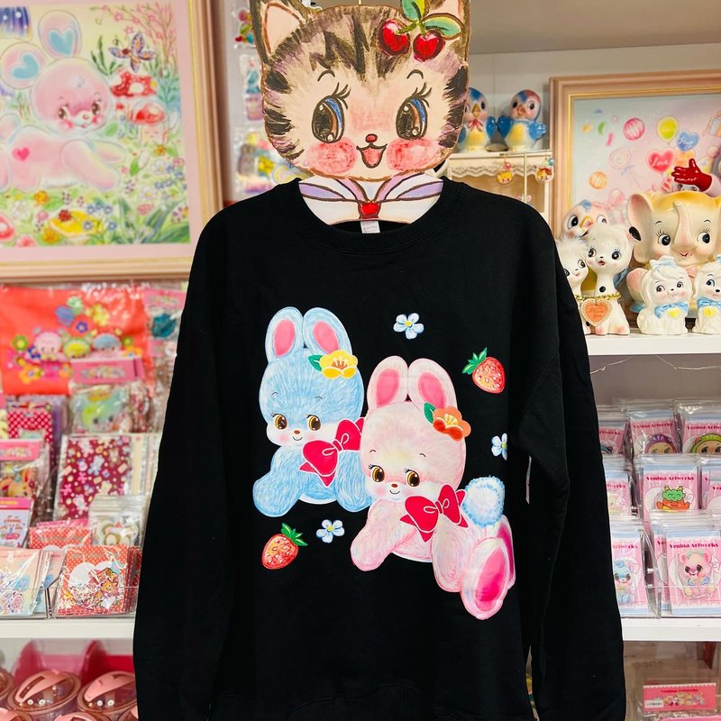 兔寶寶圓領長袖TEE衛衣 Hoodie - 女上衣/長袖上衣 - 棉．麻 多色