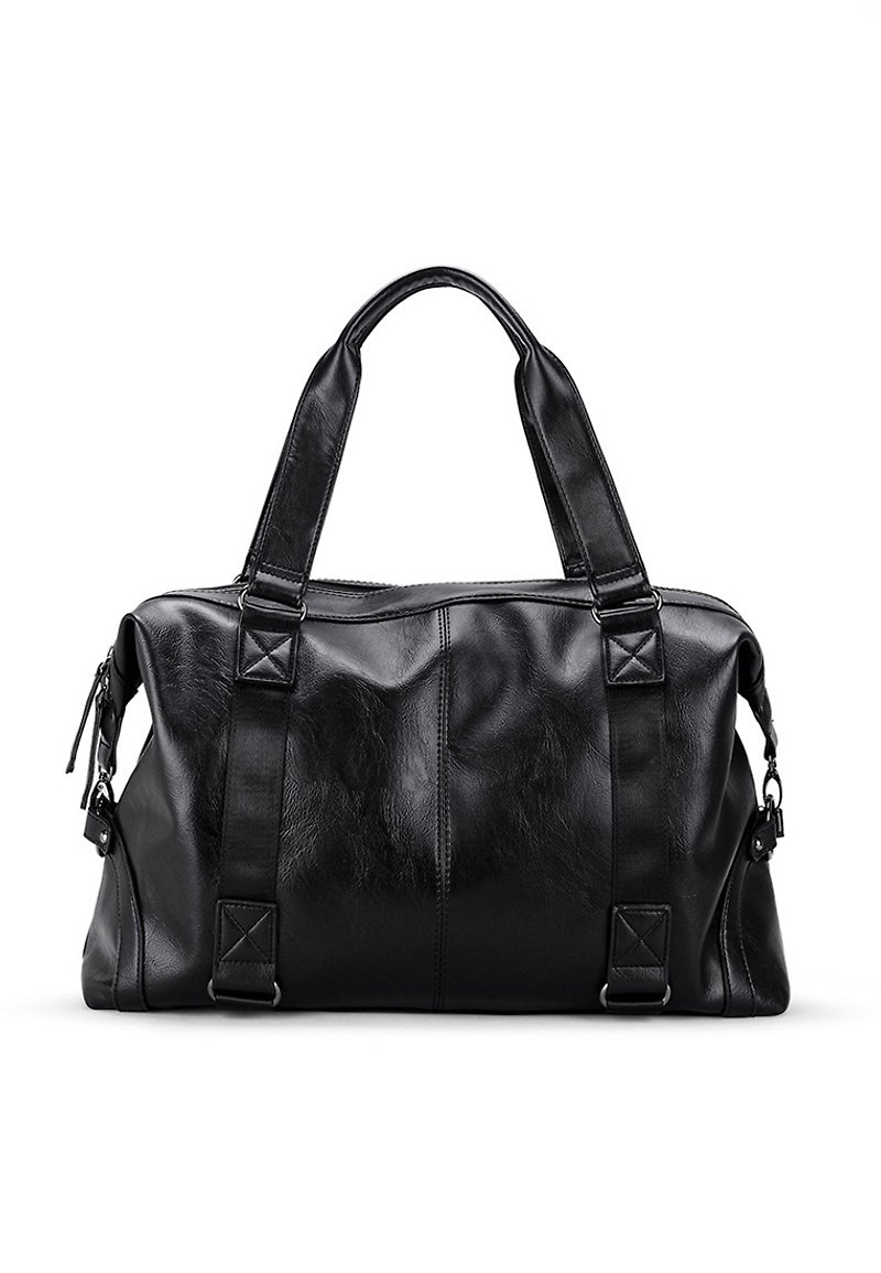 AOKING Leather Travel Duffel Bag 6005 black - Messenger Bags & Sling Bags - Faux Leather Black