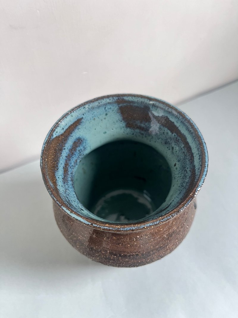 Vase - Black Blue Lagoon 11cm - 花瓶/花器 - 陶 黑色