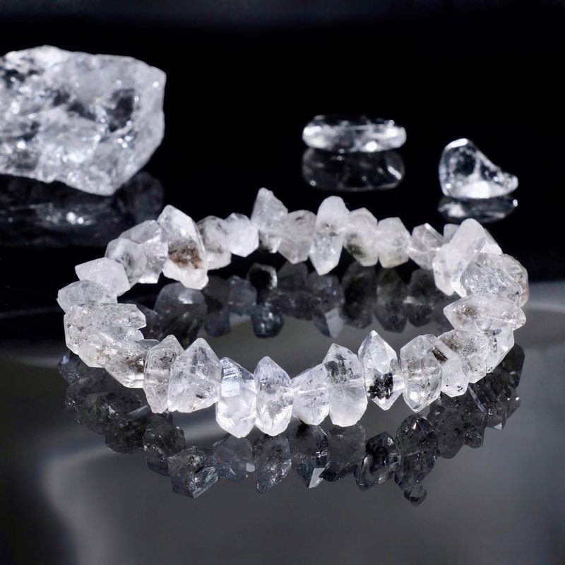 One picture, one object│#486 Shining Diamond Double-Pointed Crystal Bracelet Purifies the Soul High-Frequency Energy Customized Gift - Bracelets - Crystal White