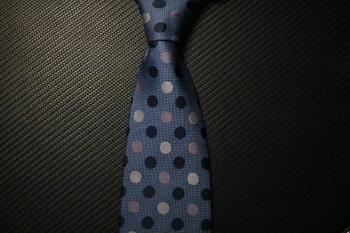 壞紳士 藍色真絲領帶/大波點刺繡英倫風紳士necktie
