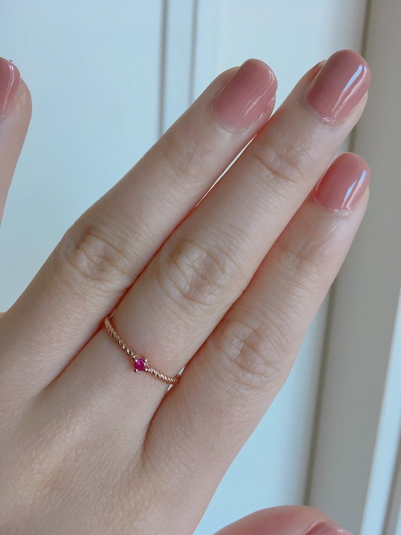 [Spot area] 14K light jewelry rose gold pink sapphire/ruby simple gold jewelry female ring - General Rings - Rose Gold Purple