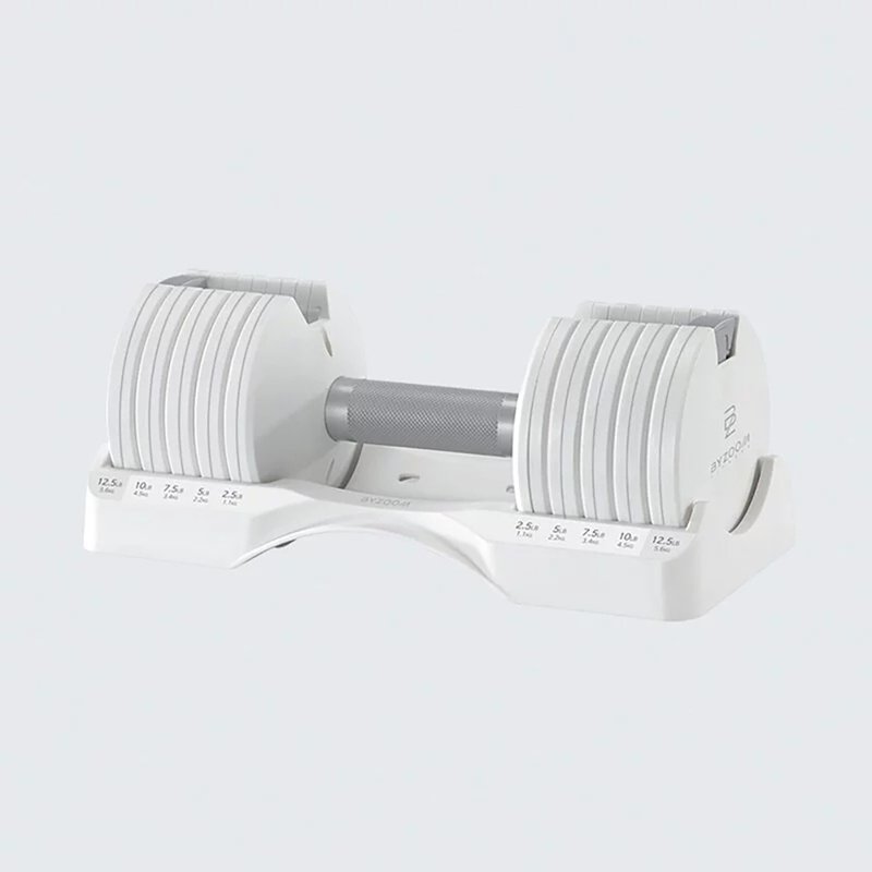 Adjustable dumbbells 11.3 kg (25 lbs) 5 sections weight second speed adjustment group Glacier white 1 piece - Fitness Equipment - Other Materials 