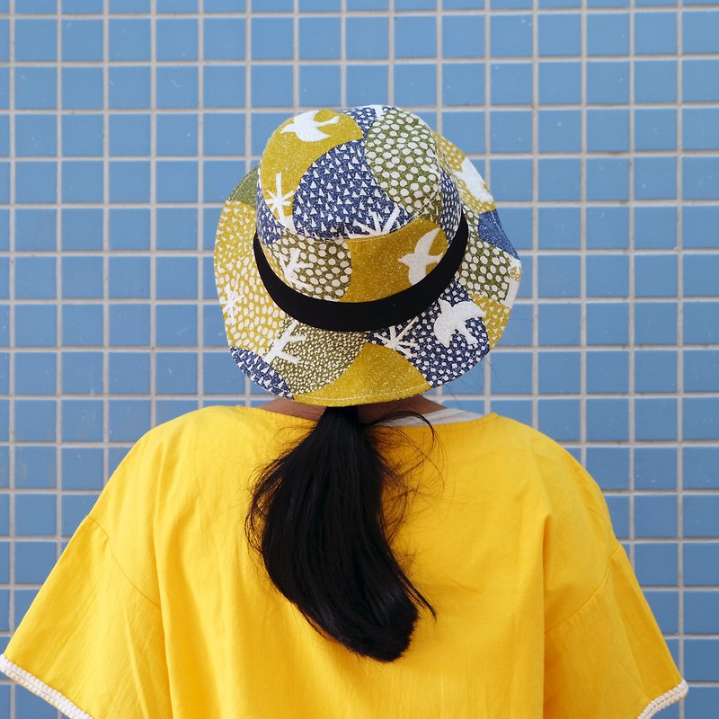 Japanese fabric fly fly handmade fisherman hat - Hats & Caps - Cotton & Hemp Brown