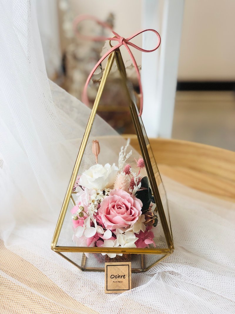 Ochre Cube Glass Flower Room Series-Phnom Penh Diamond Flower Box - Dried Flowers & Bouquets - Plants & Flowers Blue