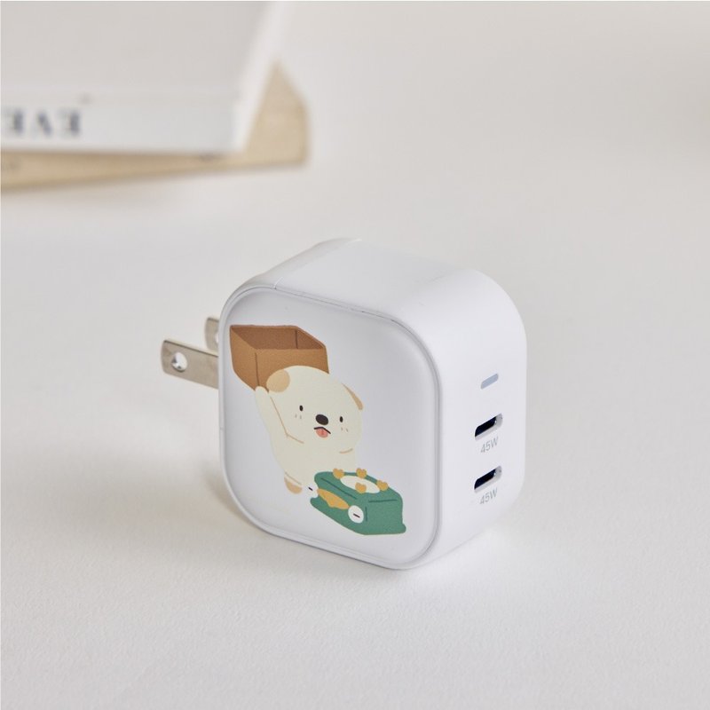 嗚比的朋友變出綠豆糕GaN 45W Type-C雙孔充電頭 - 科技小物 - 塑膠 多色