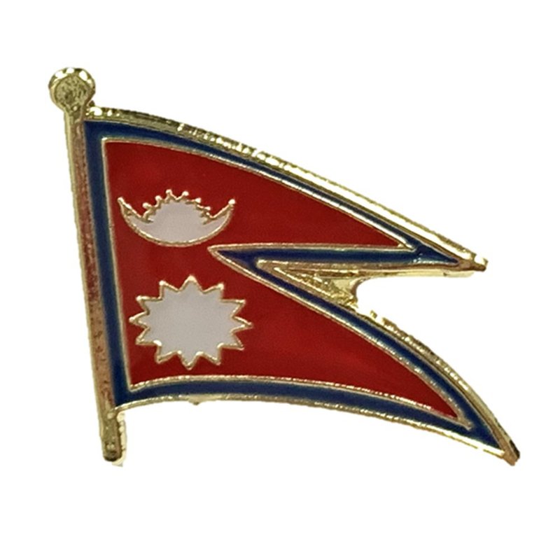 Nepal 尼泊爾國旗 紀念飾品 國旗飾品 國旗別針 紀念品 國旗徽章 - 胸針 - 其他材質 多色