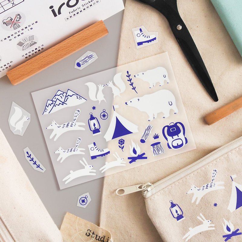 | DIY | Iron-free cloth transfer stickers - camping x blue and white