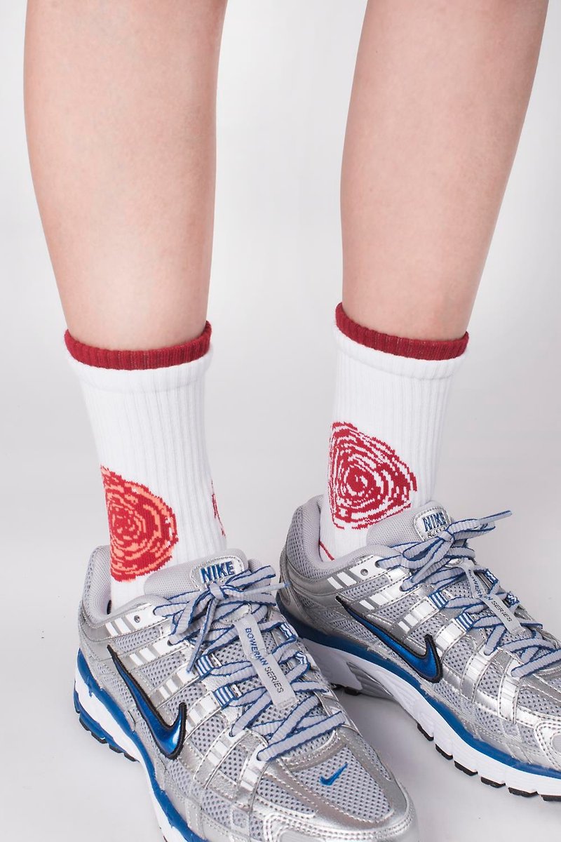Bright Red - SPEED Crew socks - Socks - Cotton & Hemp White