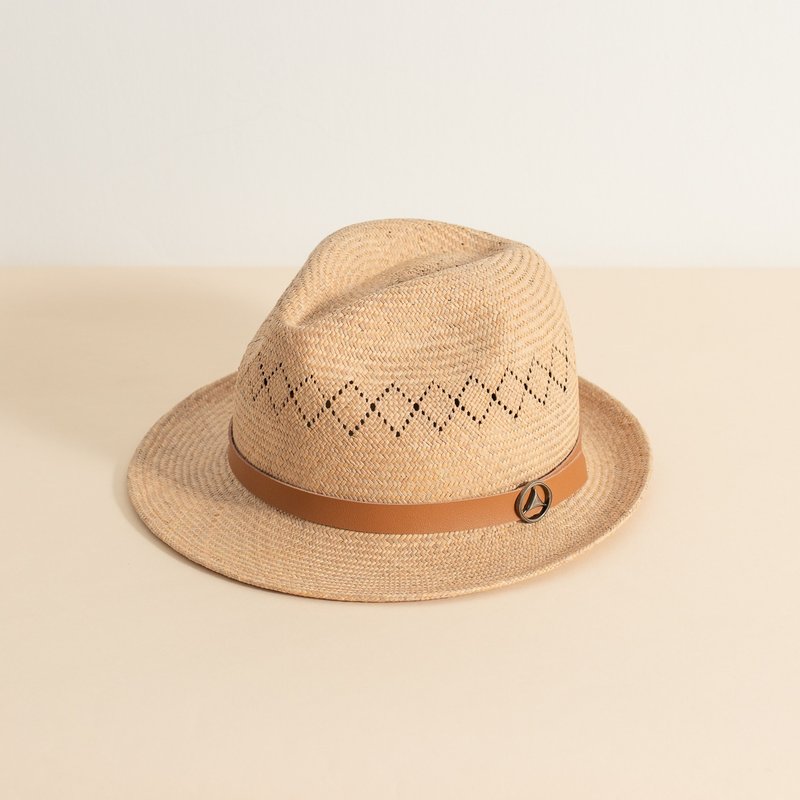 Mid-woven jazz hat/rush braid/adjustable hat girth/vegetarian leather - Hats & Caps - Other Materials 