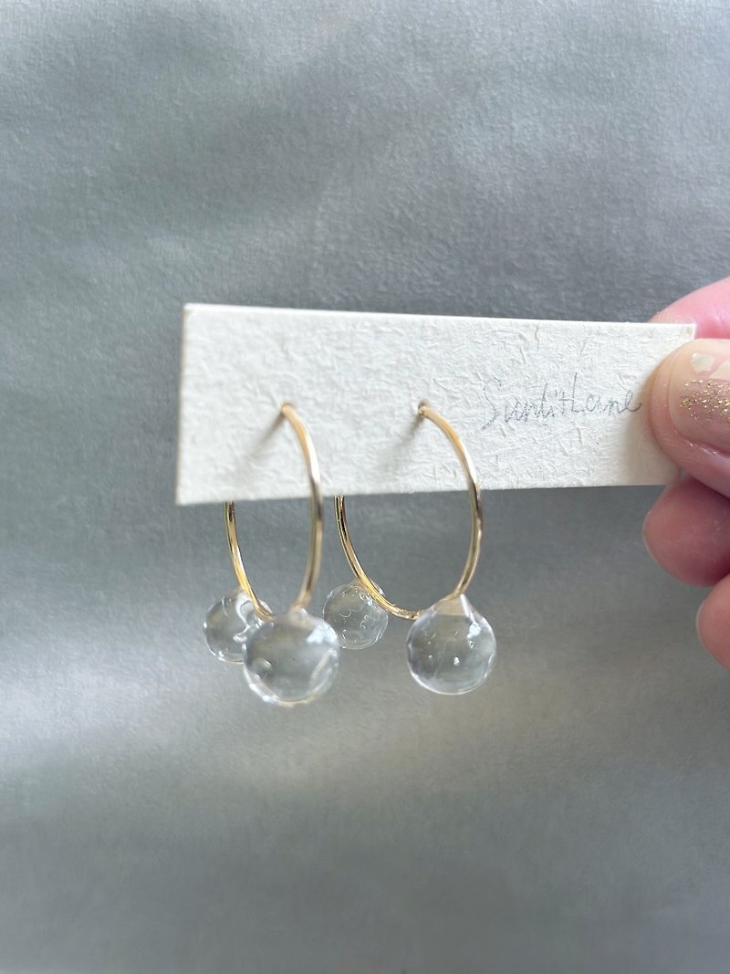 兩顆水珠耳環 - 耳環/耳夾/耳骨夾 - 其他材質 透明