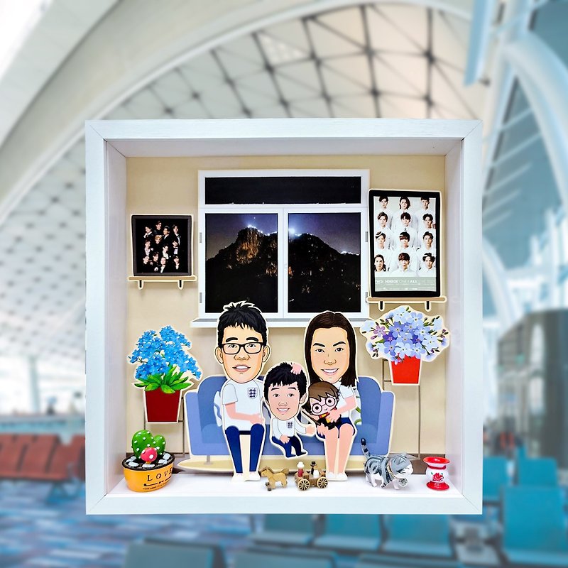 Customized like-yen-painted design three-dimensional photo frame portrait gift - Customized Portraits - Other Materials 