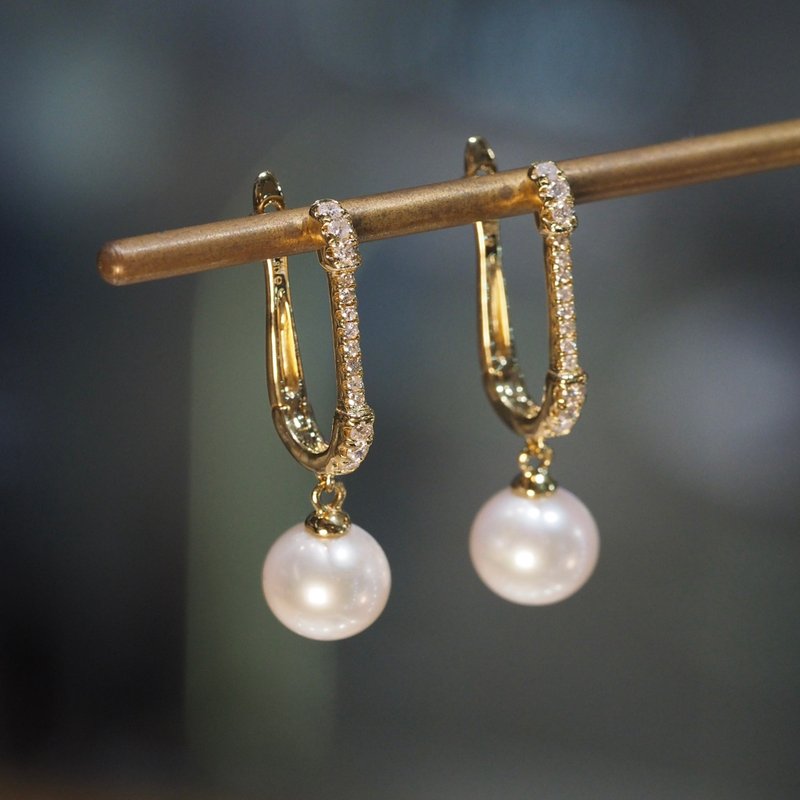 18K Gold The Dangling Pearl Clipper Earrings - ต่างหู - เครื่องประดับ 