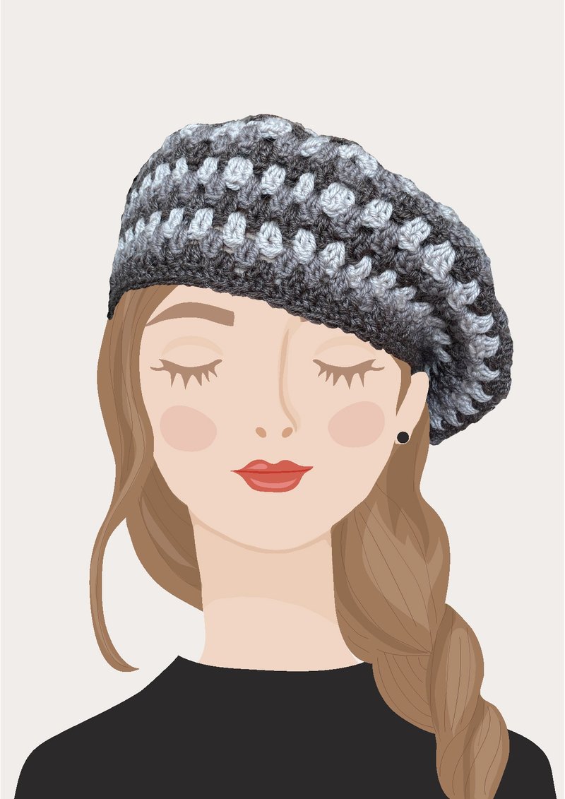 Crochet beret hat - Hats & Caps - Wool Gray