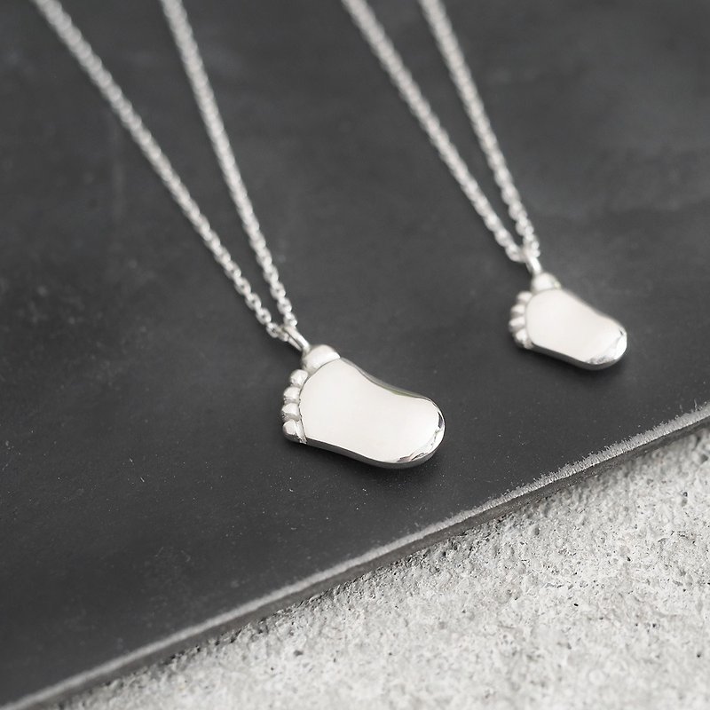 2 pieces set) Foot pair necklace Silver 925 - สร้อยคอ - โลหะ สีเงิน