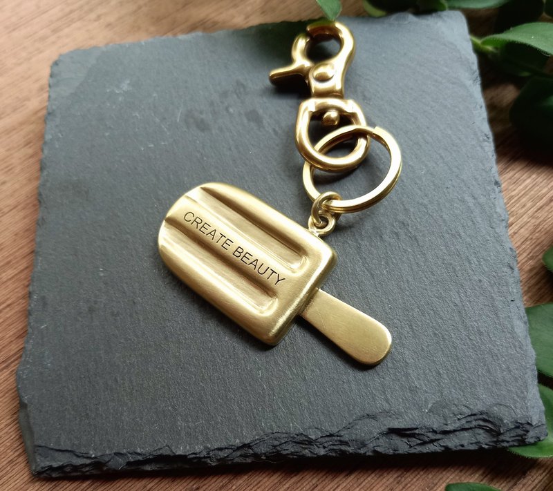 Bronze ancient popsicle key ring / pendant / dog tag - Keychains - Copper & Brass Gold