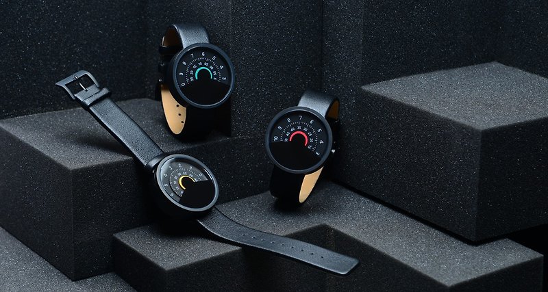 ANICORN Series 000 簡約轉盤機械手錶－純鋼霧面黑+紅色 - 男錶/中性錶 - 貴金屬 黑色