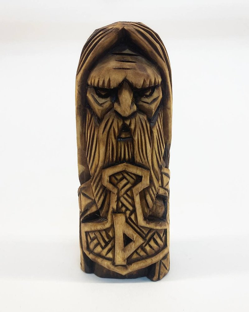 雷神  雷神偶像  雷神之  雷神錘  瓦爾哈拉  眾神偶像  北歐萬 - 公仔模型 - 木頭 咖啡色