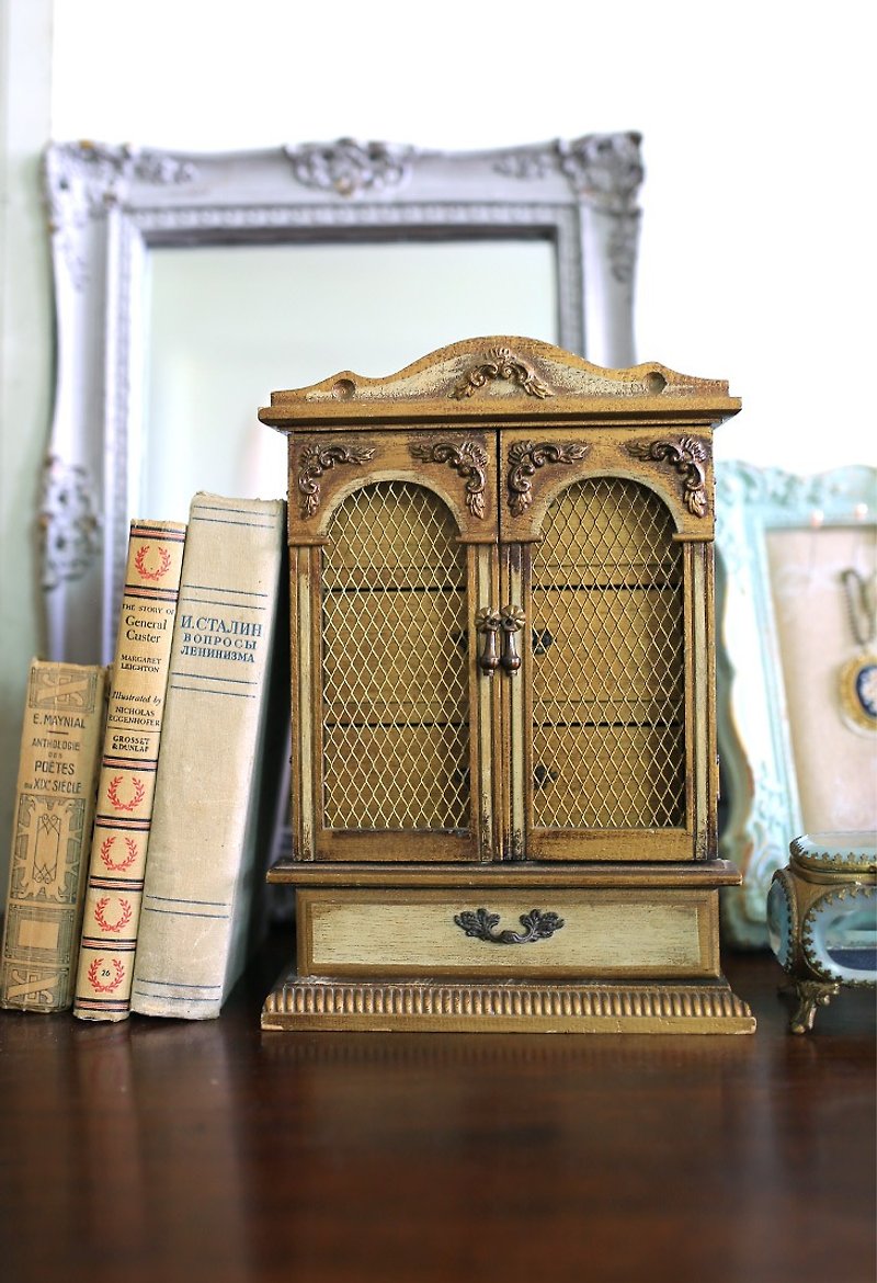 American cabinet type antique jewelry box - handmade - Storage - Wood Gold