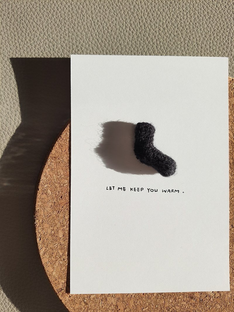 Handmade sock postcard series - black Let me keep you warm - Cards & Postcards - Paper Black