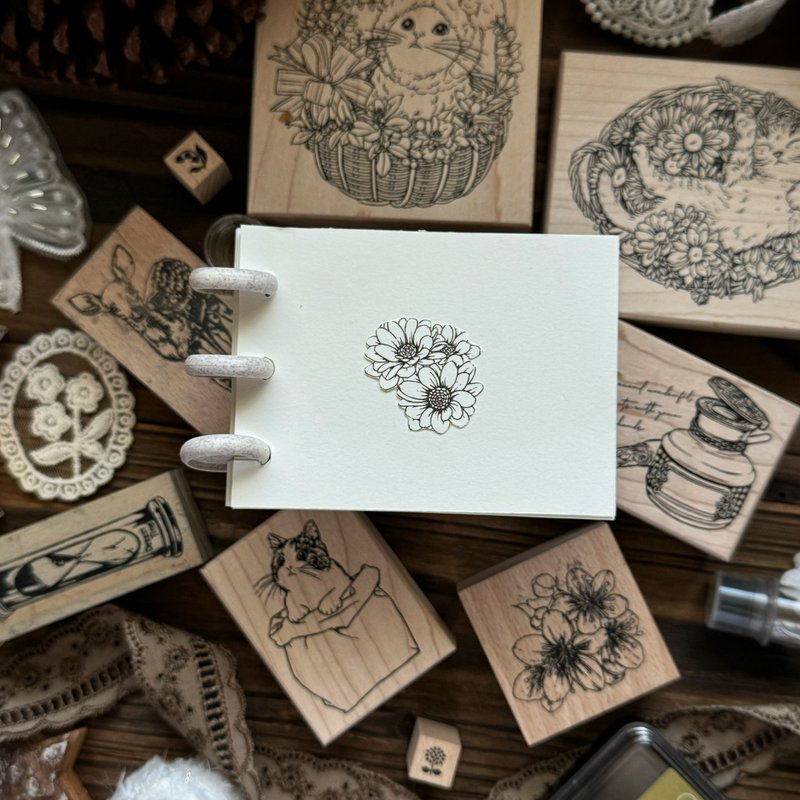 new / no.224  sweet garden wood stamp - flower stamp F / Ships on December 20h - Stamps & Stamp Pads - Wood 