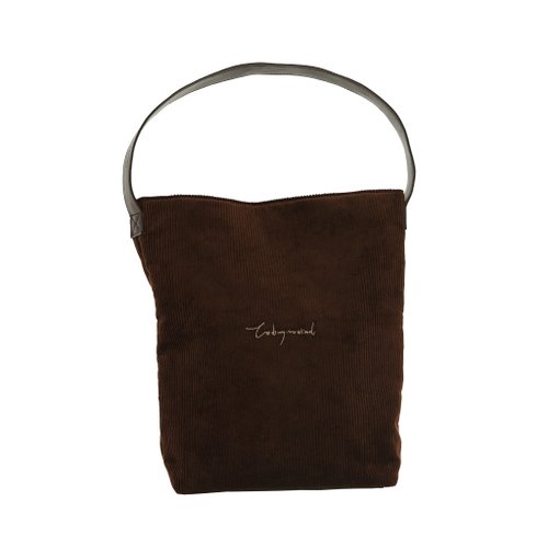 コーデュロイ ショルダーバッグ ブラウン コーデュロイ ラウンド 三日月型 ショルダー レディス SELF+