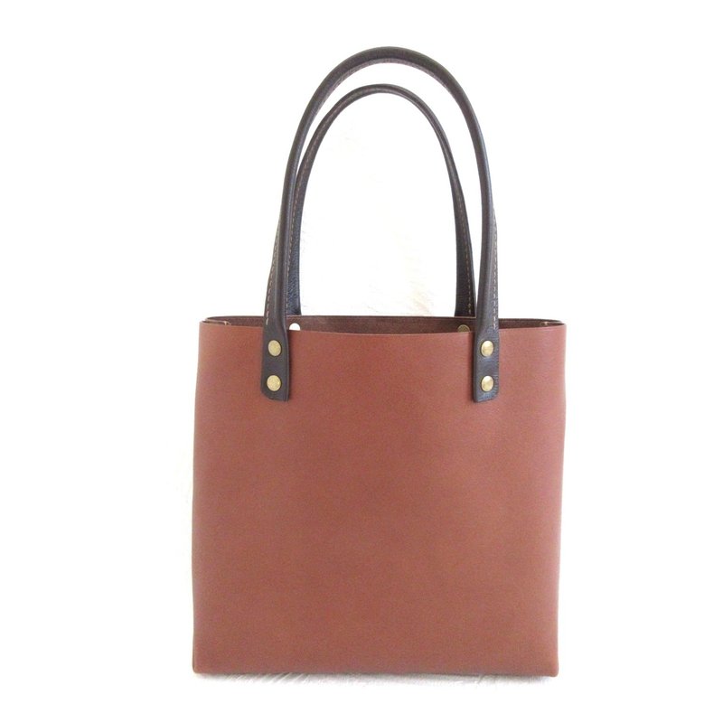 newデザイン・牛革・三角マチのオールドスクエアトート・スムース・ブラウン・0562 - 手提包/手提袋 - 真皮 咖啡色