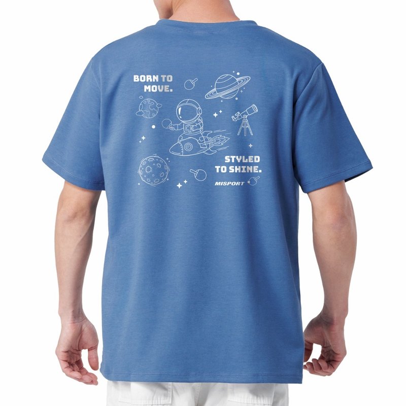 立體機能棉T-運動太空人-大星際線條背圖款-桌球 機能服 MIT - 運動上衣/排汗衫 - 聚酯纖維 黑色