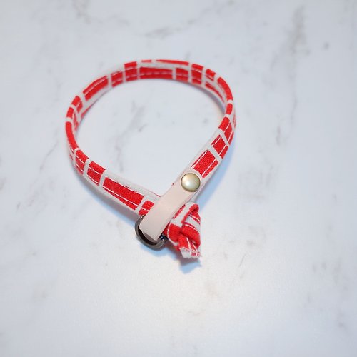 Michu Pet Collars #美珠手作 貓 項圈 復古 紅 磚塊 方塊 雙面設計 不規則 可加購吊牌