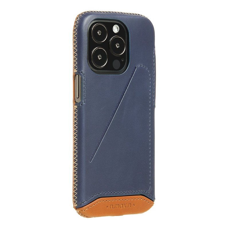 iPhone14 Pro 經典系列全包覆手機皮套-海軍藍 - 手機殼/手機套 - 真皮 