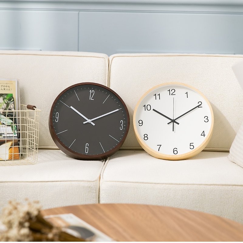 [Ready stock for clearance 499] Lovel 30cm simple wood grain plastic frame clock - 2 styles in total - Clocks - Plastic Brown