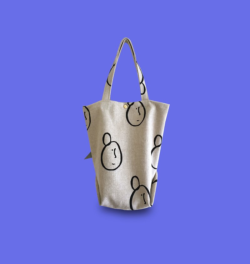 Momomonitor linen shopping bag - กระเป๋าแมสเซนเจอร์ - ผ้าฝ้าย/ผ้าลินิน 