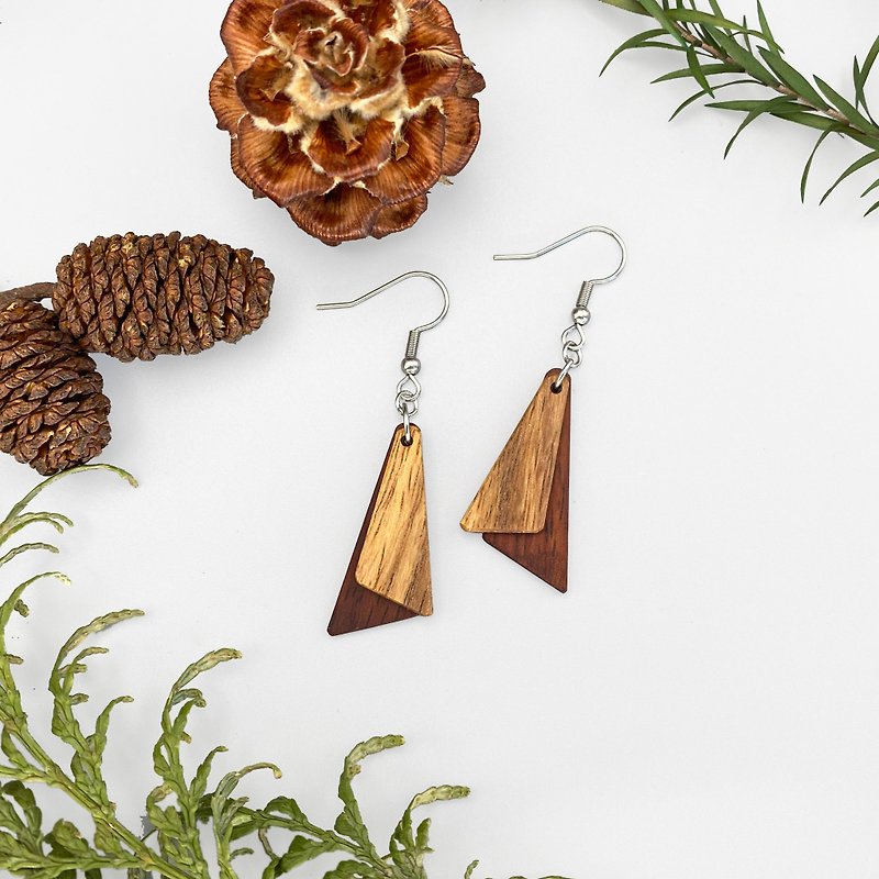 Wood Earrings Handmade Gift Accessories - Earrings & Clip-ons - Wood Red