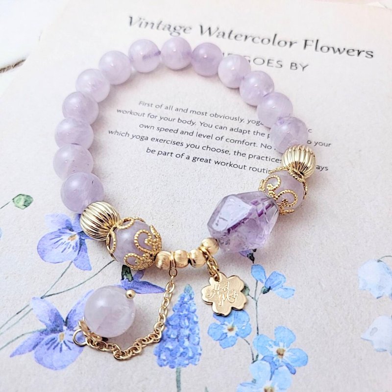 Aphrodite.C Amethyst Bracelet - 14K Gold Anti-allergic Accessories (Designer) - สร้อยข้อมือ - คริสตัล 