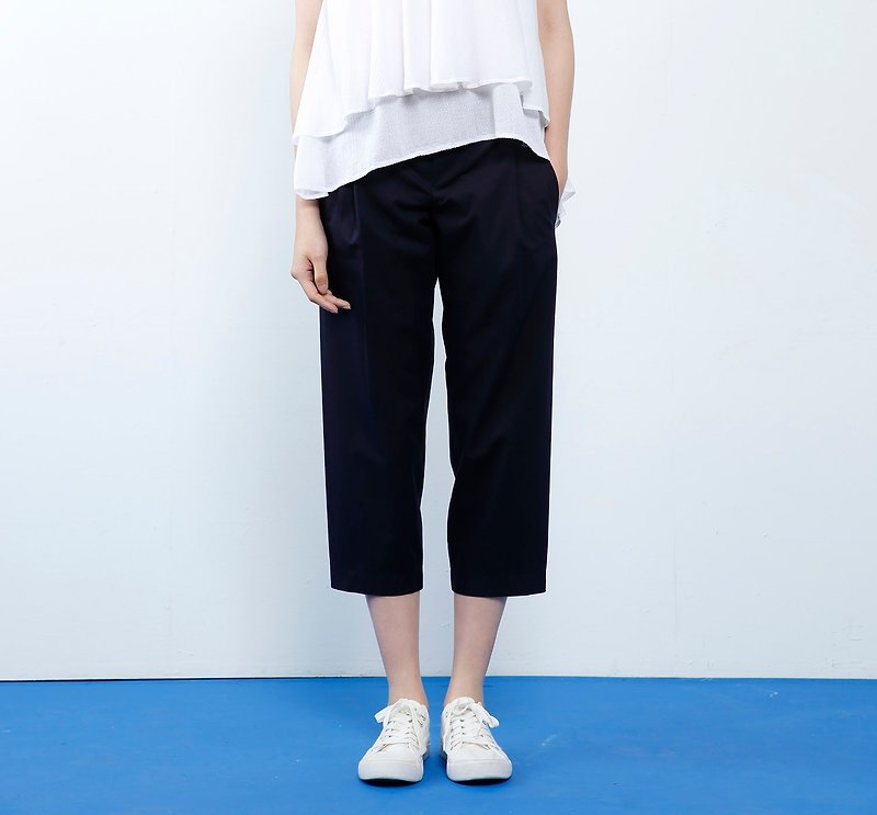 [Sales] [Work Items] Classic all-match capri pants - dark blue - กางเกงขายาว - ผ้าฝ้าย/ผ้าลินิน สีน้ำเงิน