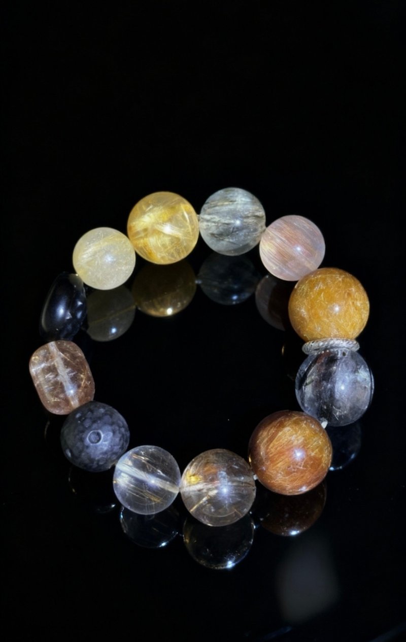 Crystal.EAA 設計款水晶手鏈 星絲流光 紅銅髮 金髮晶 閃靈鑽 - 手鍊/手環 - 水晶 多色