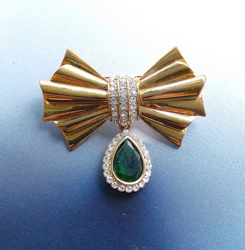 Vintage Jewelry 西洋古董飾品 AVON  華麗 蝴蝶結 領結 別針 - 徽章/別針 - 其他金屬 金色