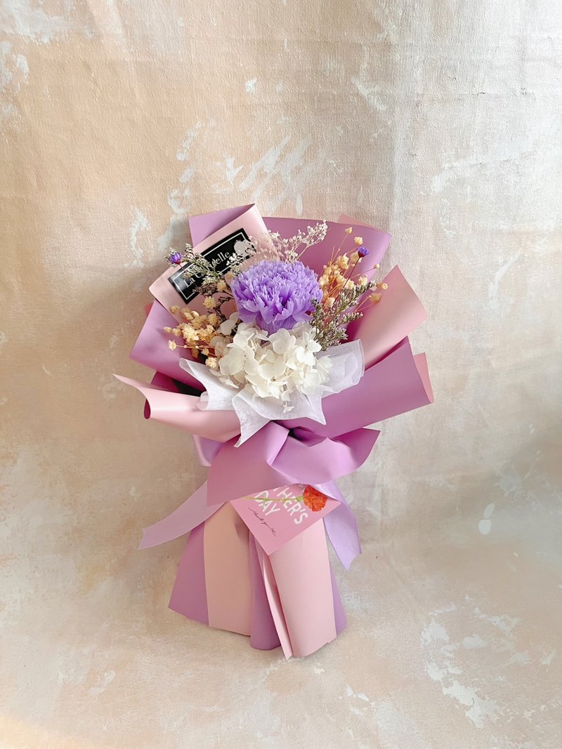 只限香港 母親節花束系列 小心意 紫色 康乃馨 永生花 保鮮花 - 乾燥花/永生花 - 植物．花 紫色