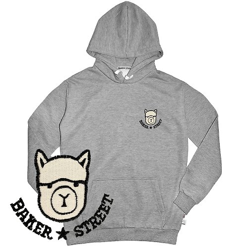 英國 BAKER STREET 貝克街 Embroidery-BKST alpaca羊駝星星 刺繡 梳搖剪長袖帽T